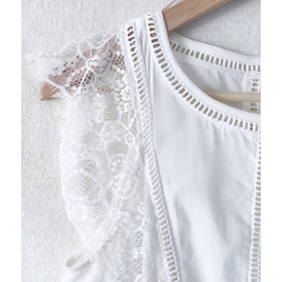 Mango Suit Drop Waist Dress Woman’s Size 2 Ivory White Lace Details Feminine - Picture 3 of 10